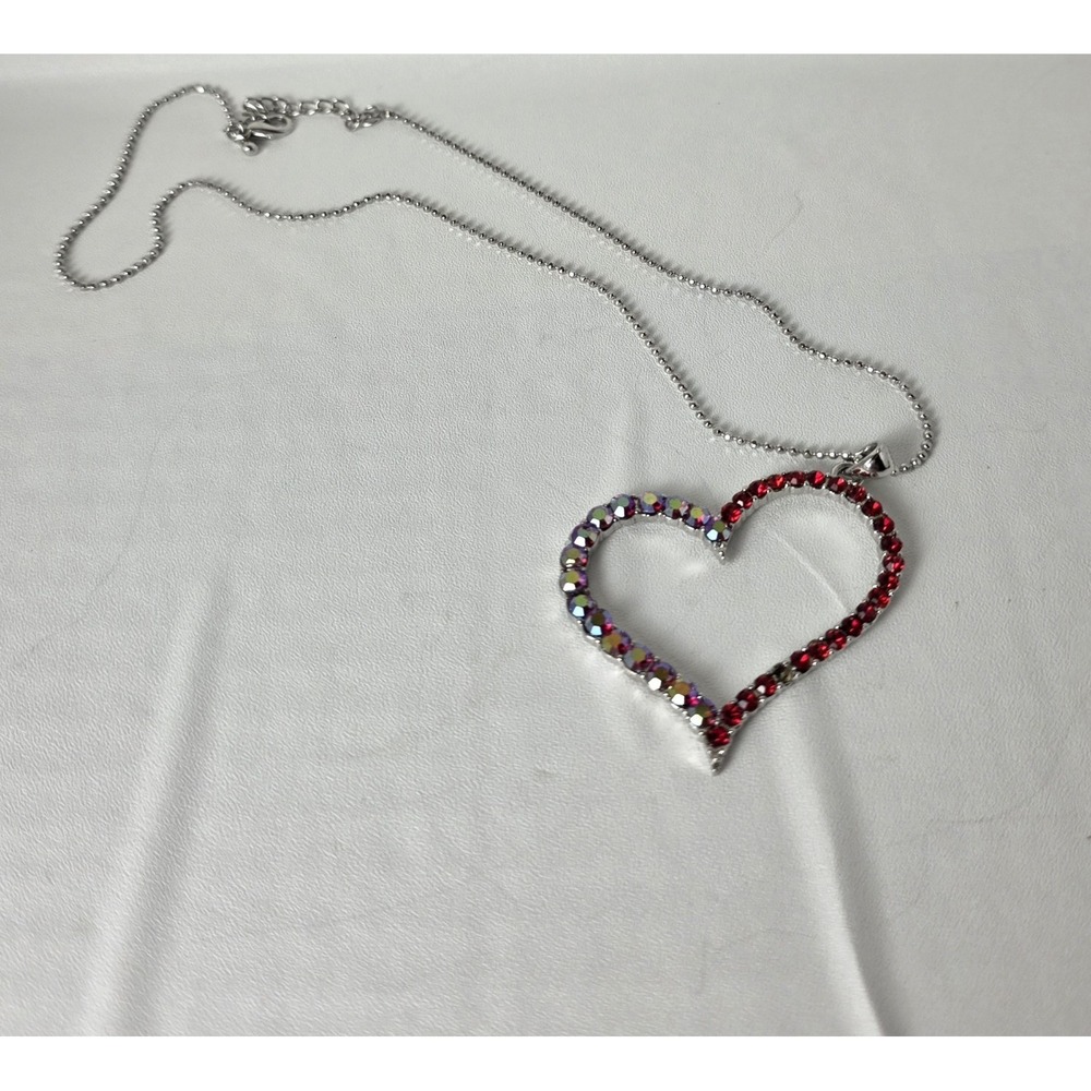 Paparazzi Necklace - Heart to Heartthrob Red Rhinestone Hearts Silver